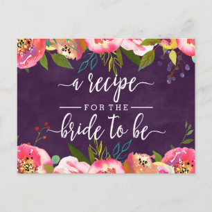 Postale Carte de recette de douche de mariée florale Chic