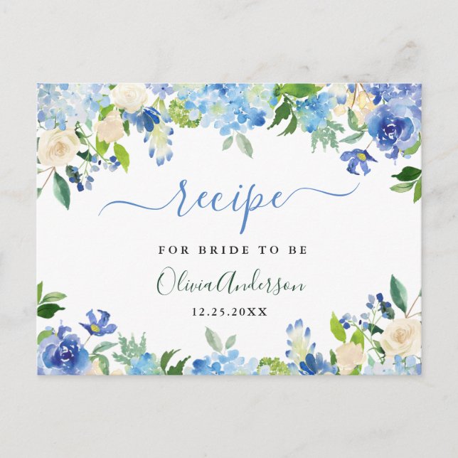 Postale Carte de recette de douche de mariée florale d'hor (Devant)