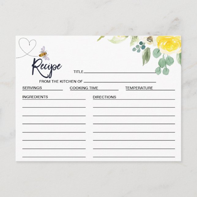 Postale Carte de recette de douche de mariée florale Meant (Devant)