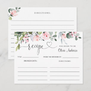 Postale Carte de recette de douche nuptiale aux roses Euca