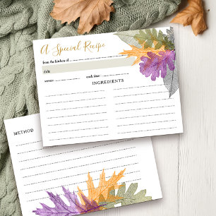 Postale Carte de recette de douche nuptiale de feuilles d'