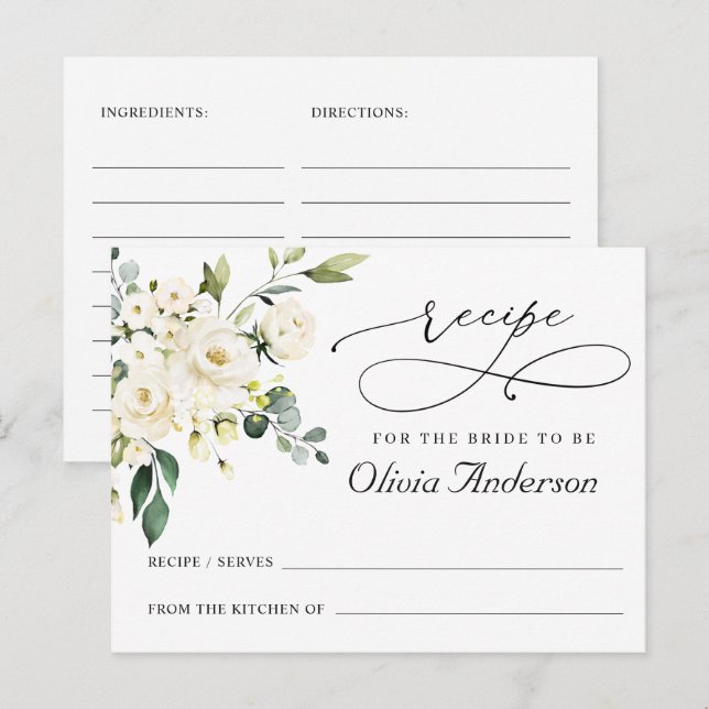 Postale Carte de recette de douche nuptiale élégante Eucal (Devant / Derrière)