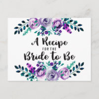 Carte de recette de douche nuptiale florale menthe