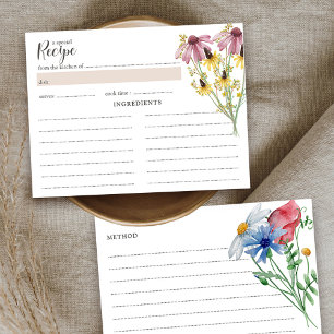 Postale Carte de recette de douche nuptiale Wildflower Cha
