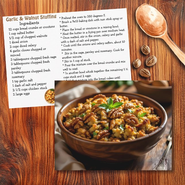 Postale Carte de recette de farce aux noix et à l'ail (Créateur téléchargé)