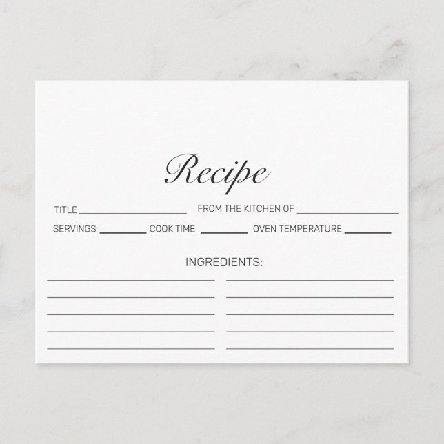 Postale Carte de recette de Fête des mariées blanche minim (Devant)