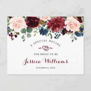 Postale Carte de recette de Fête des mariées Bleu Bleu de 