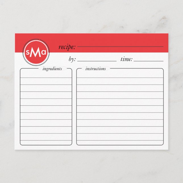 Postale Carte de recette de Fête des mariées de monogramme (Devant)