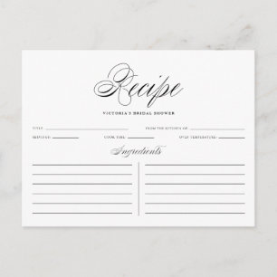 Postale Carte de recette de Fête des mariées de script élé