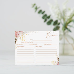 Postale Carte de recette de Fête des mariées florale chic