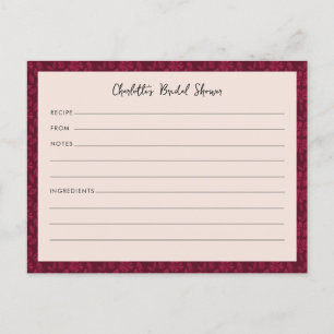 Postale Carte de recette de Fête des mariées florale Vinta