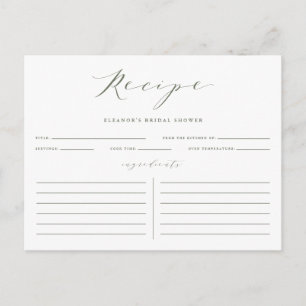 Postale Carte de recette de Fête des mariées minimaliste v