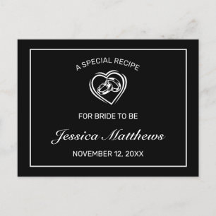 Postale Carte de recette de Fête des mariées noire minimal