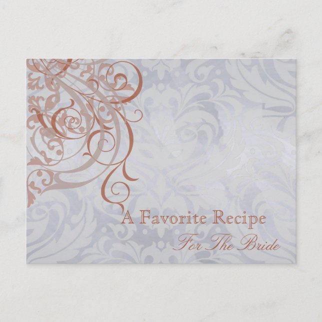 Postale Carte de recette de Fête des mariées Rococo Peach  (Devant)