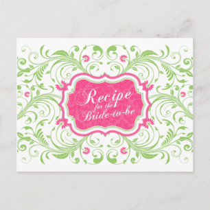 Postale Carte de recette de fleurs rose pour la mariée