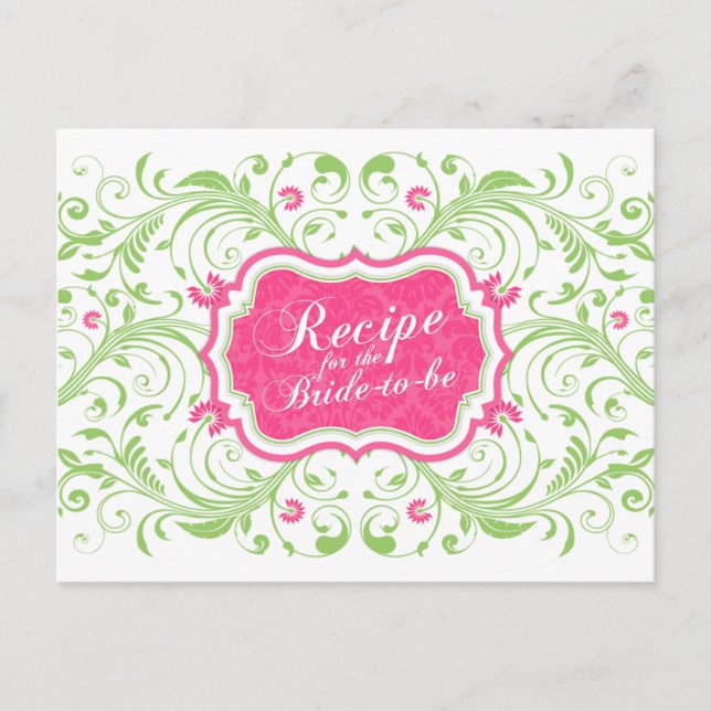 Postale Carte de recette de fleurs rose pour la mariée (Devant)