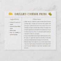 Carte de recette de frites au fromage grillé pour