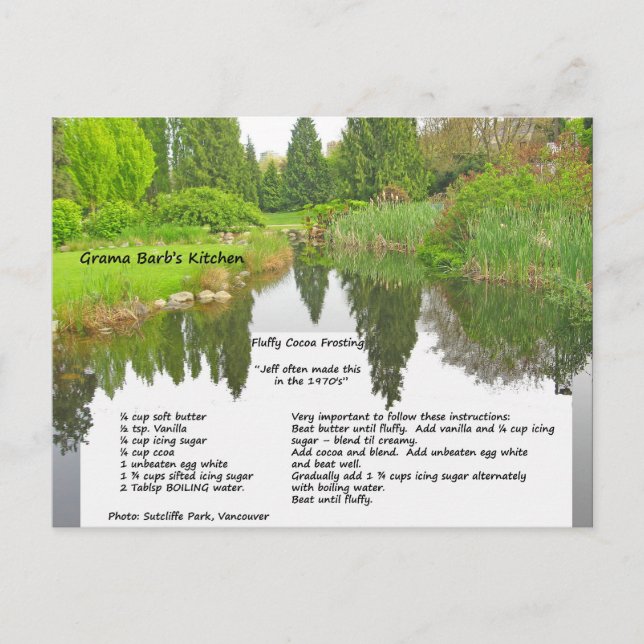 Postale Carte de recette de glaçage au cacao moelleux (Devant)