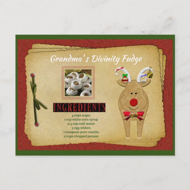 Postale CARTE DE RECETTE DE LA Divinité Fudge de grand-mèr (Devant)