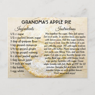 Postale Carte de recette de la journée à tarte à la pomme 