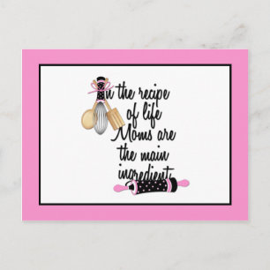 Postale Carte de recette de maman rose et noir
