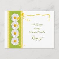 Carte de recette de marguerite jaune verte pour la