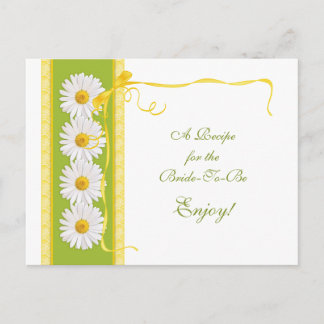 Postale Carte de recette de marguerite jaune verte pour la