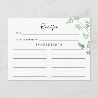 Postale Carte de recette de mariage à l'eucalyptus verdoya