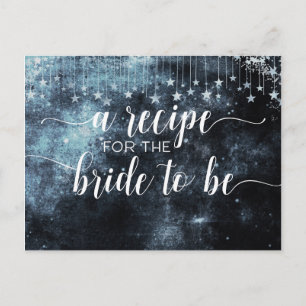 Postale Carte de recette de mariage céleste aquarelle Star