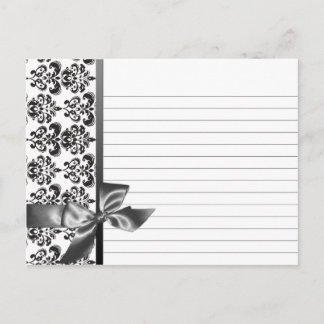 Postale Carte de recette de mariage damas noir