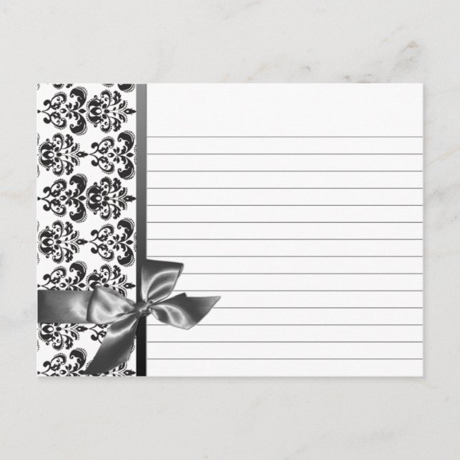 Postale Carte de recette de mariage damas noir (Devant)