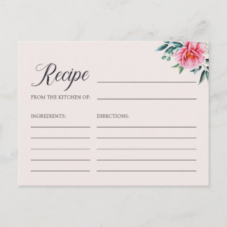 Postale Carte de recette de mariage élégante à l'aquarelle