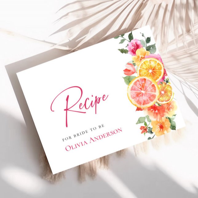 Postale Carte de recette de mariage Fleurs Citron Festives (Créateur téléchargé)