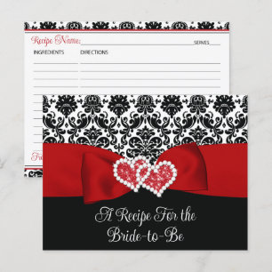 Postale Carte de recette de mariage Red, Black, White Love