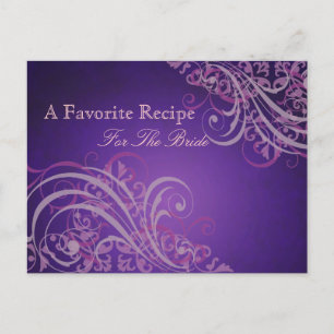 Postale Carte de recette de mariage rose baroque exquise
