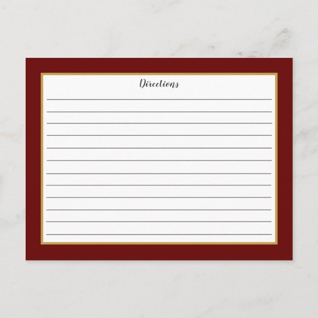 Postale Carte de recette de monogramme Bourgogne Gold Foli (Dos)