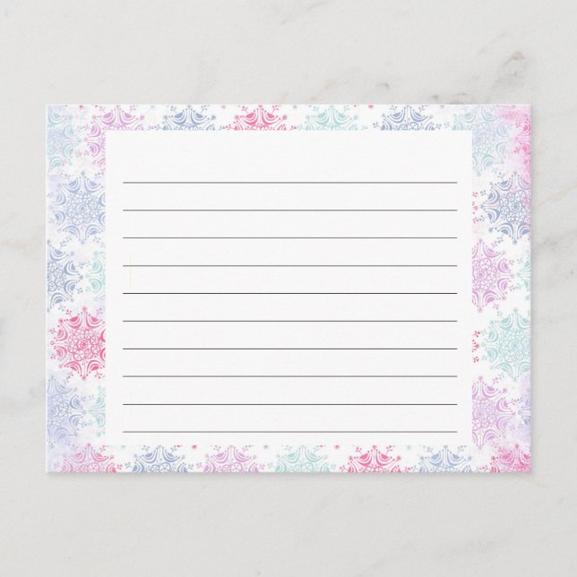 Postale Carte de recette de Noël recouverte de flocon de n (Devant)