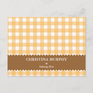 Postale Carte de recette de nom personnalisé avec en vichy