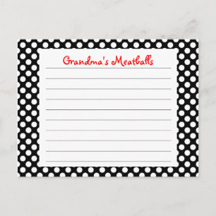 Postale Carte de recette de point Polka noir