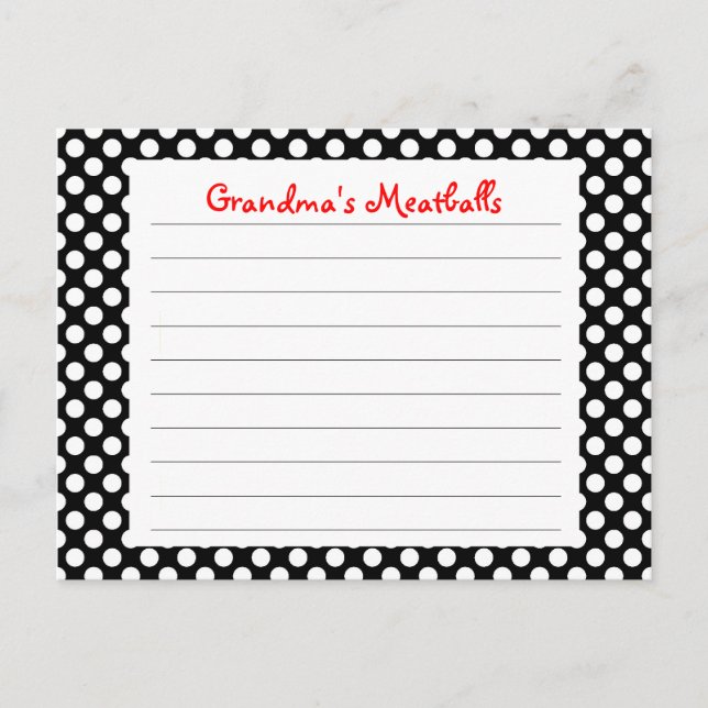 Postale Carte de recette de point Polka noir (Devant)