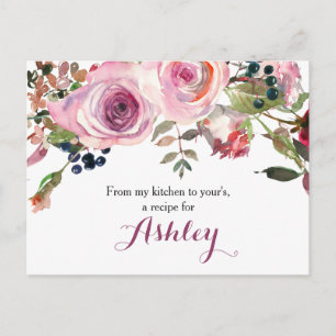 Postale Carte de recette de Rose Floral rose violet