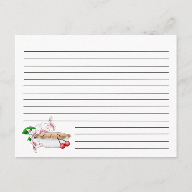 Postale Carte de recette de tarte cerise (Devant)