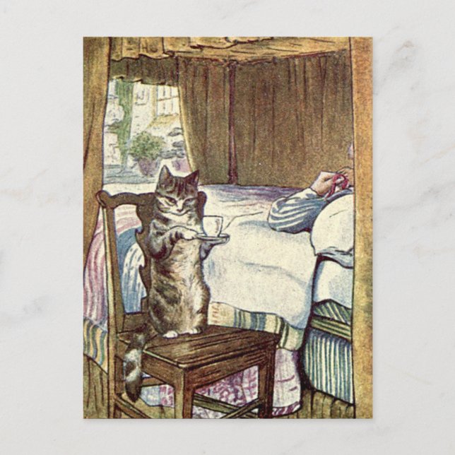 Postale Carte de recette de thé au service de chat (Devant)