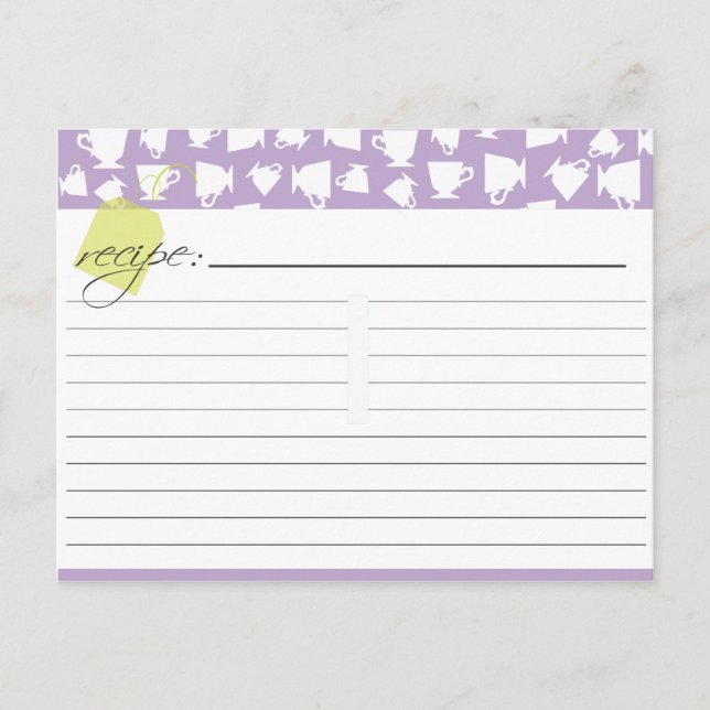 Postale Carte de recette de thé nuptiale (Devant)