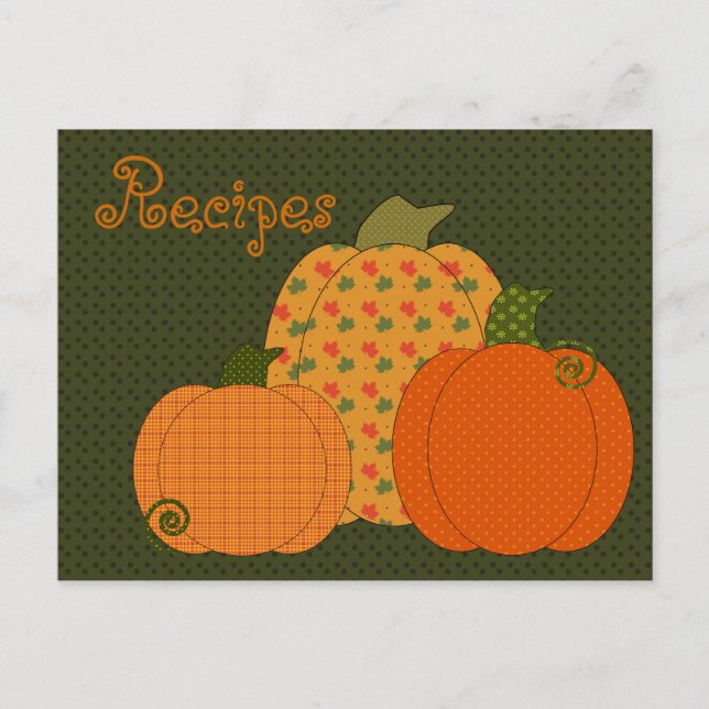 Postale Carte de recette de trio de citrouille de calicot (Devant)