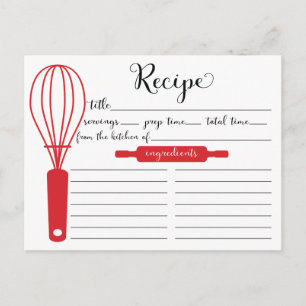 Postale Carte de recette de Whisk rouge Lettré à la main m