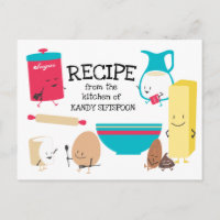 Carte de recette des ingrédients de cuisson rétro