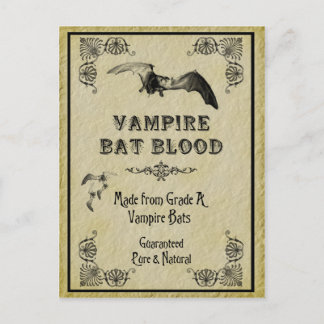Postale Carte de recette d'Halloween sang de chauve-souris