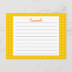 Postale Carte de recette d'impression jaune