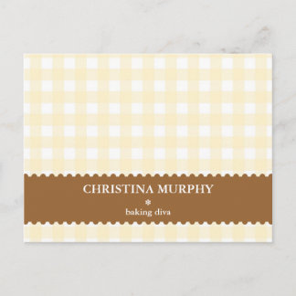 Postale Carte de recette en vichy beige brun doublée